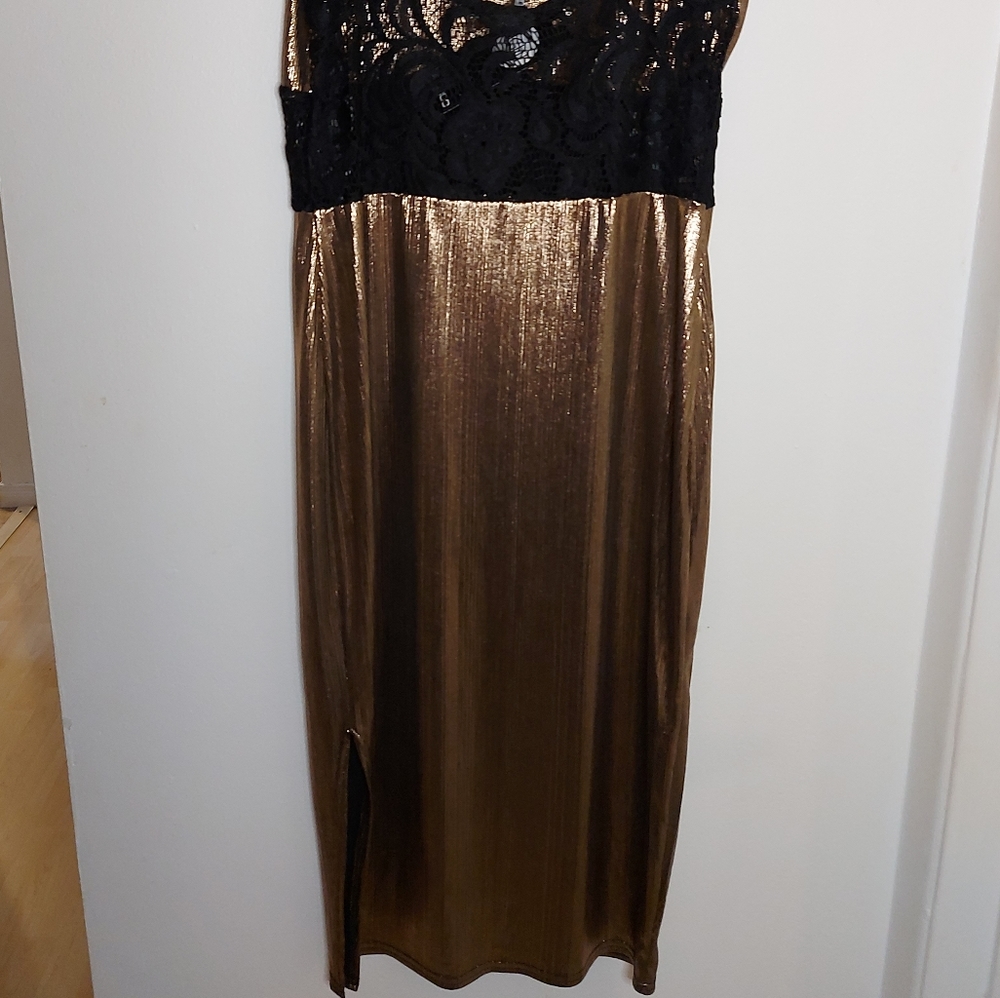 NWT Boohoo Night Metallic Gold Stretch Dress - Picture 6 of 11